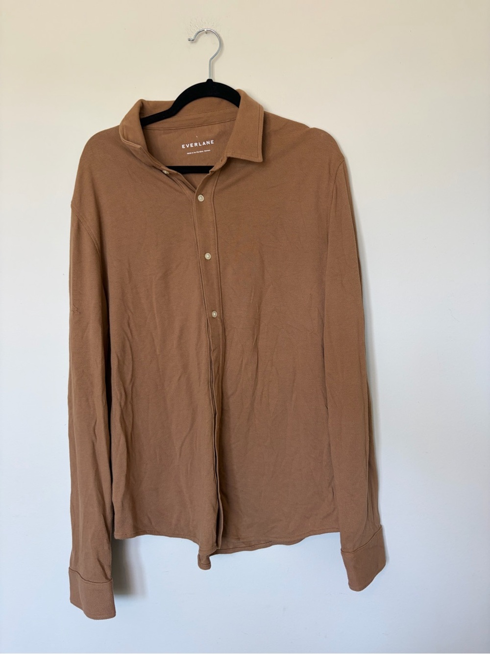 Everlane Men's Tan-Brown 100 % good earth cotton Casual Button-Down Shirt Large